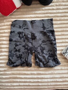 Womens Charcoal Gray Camouflage Bike Shorts